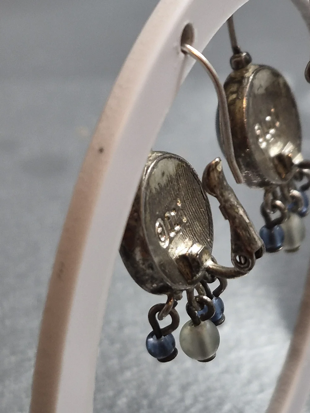 Vintage Liz Claiborne Silver Abalone Dangle Earrings